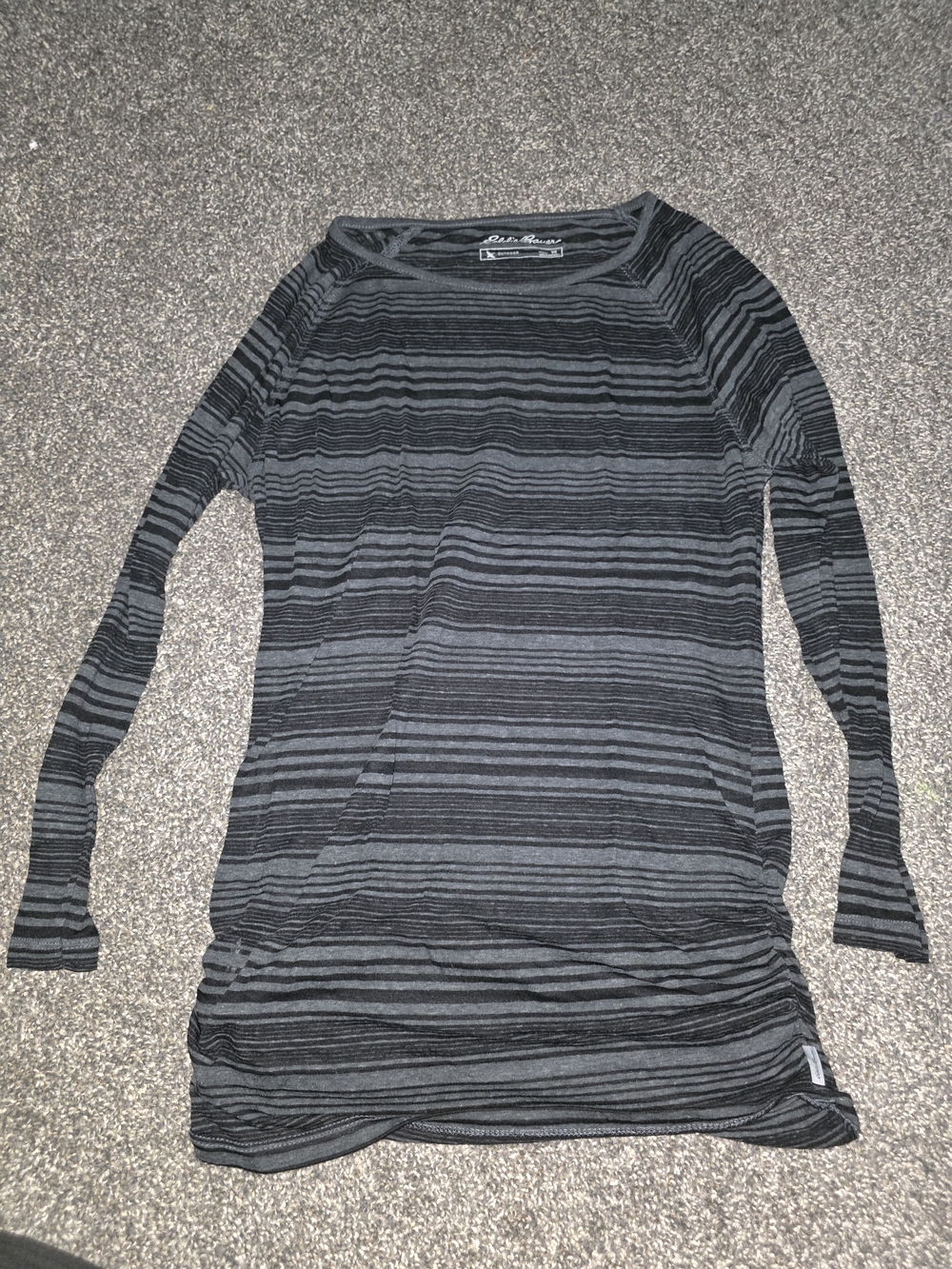 Eddie Bauer Black & Gray Striped Long Sleeve Women's Sweater